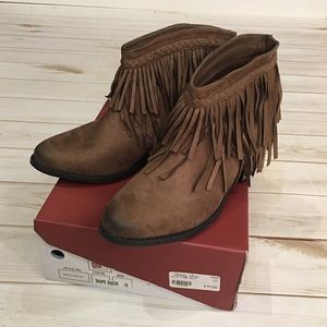 Women's Dallas Fringe Taupe Suede Bootie